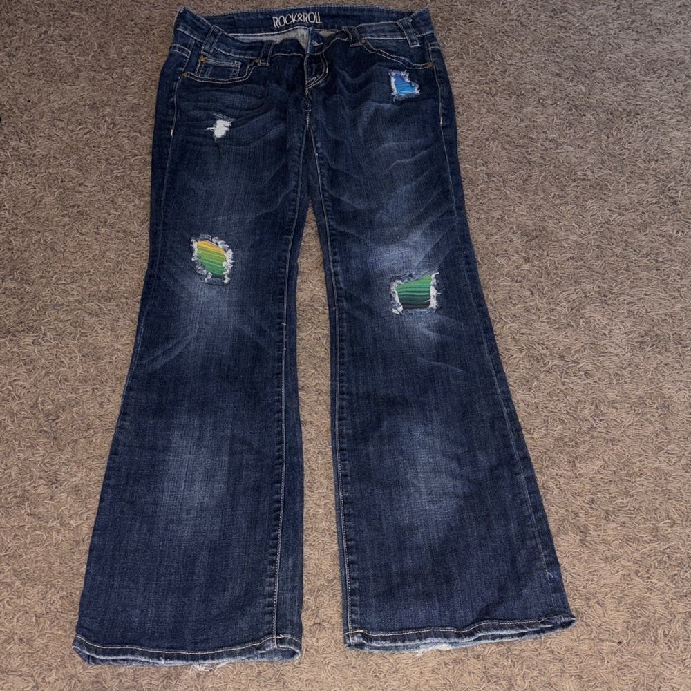 Rock&Roll cowgirl low rise bootcut  Distressed women’s Jeans